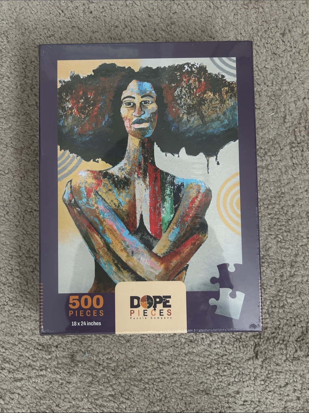 500-Piece Multicolor Abstract Woman Puzzle - Purple Border